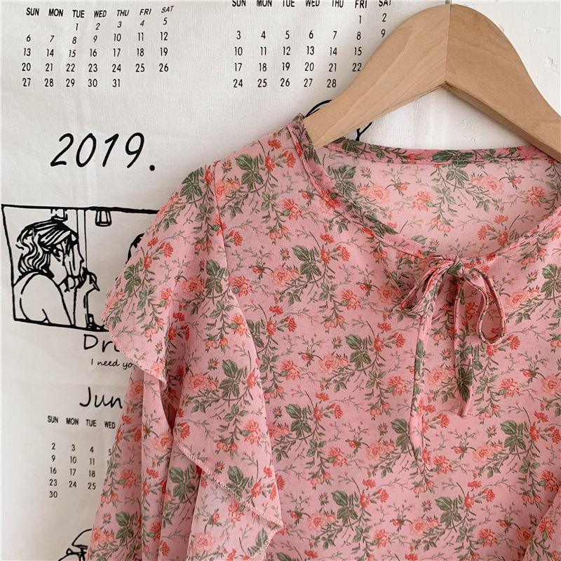 Primavera para chicas blusas florales de gasa 2-7 años para niños Tops ropa casual suelta