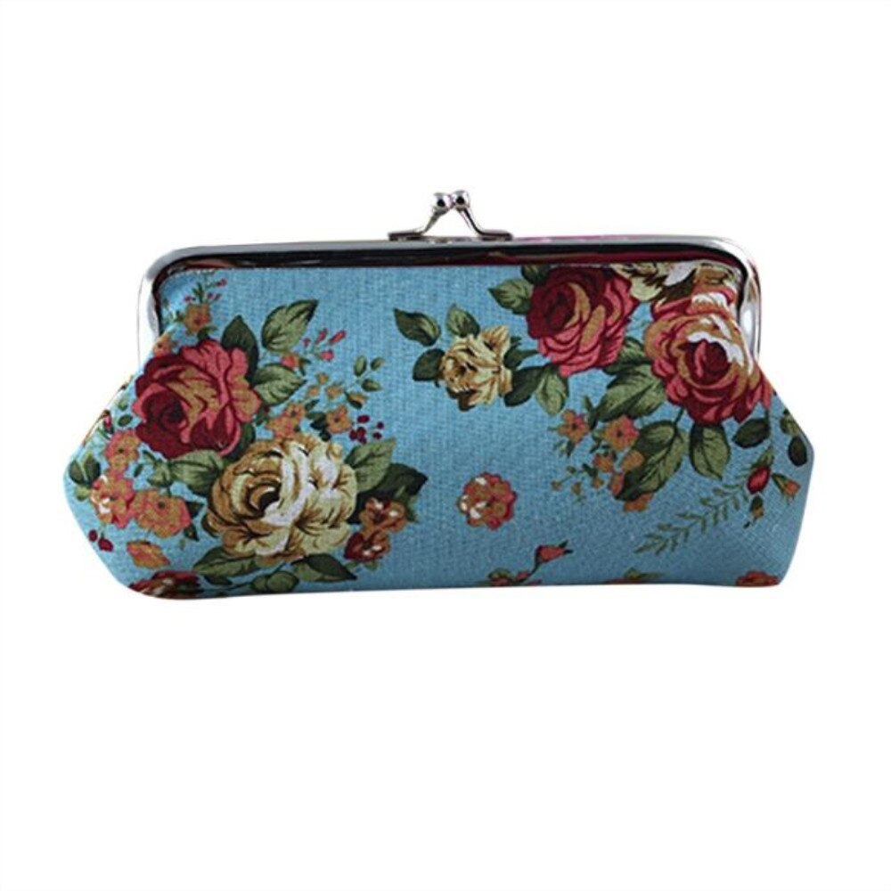 Molave carteira feminina de bolso, mini carteira de mão para mulheres, retrô, vintage, com fecho, bolso para moedas, niqueleira: Blue