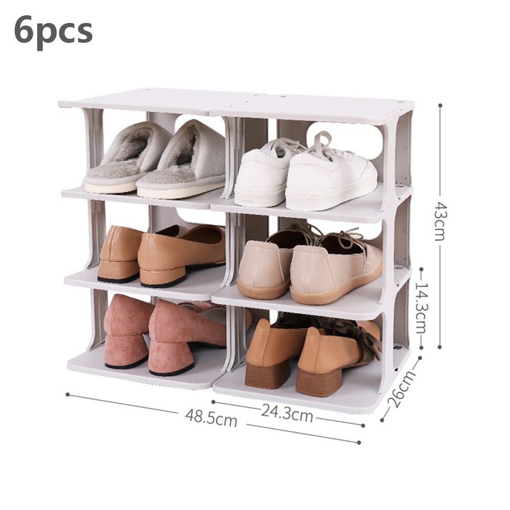 4Pcs/6Pcs Shoes Racks Shelf Large Stackable Shoes Cabinet Shelves Holds Shelf for Shoe Book Home Storage Shoes Organizer