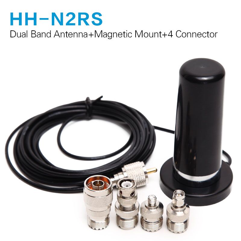 Abbree HH-N2RS doppio gruppo musicale antenna 5M Cavo Coassiale Magnetico di Montaggio e Adattatore per Baofneg UV-5R Yaesu TYT Icom Walkie talkie