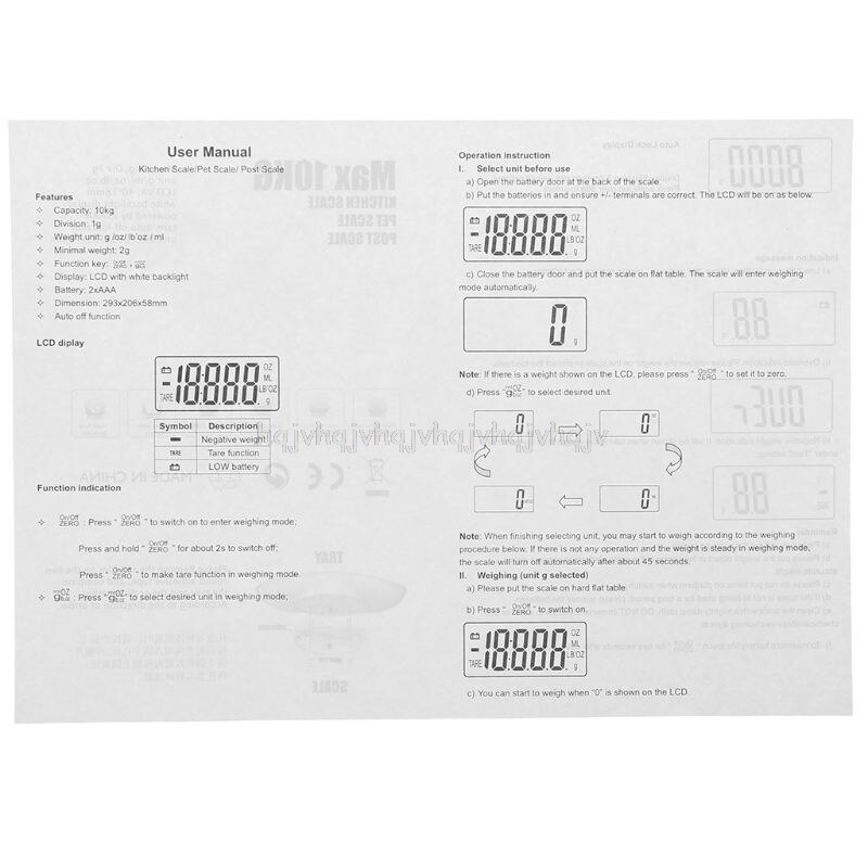 1g-10kg kjæledyr hund katt dyrevekt digital baby spedbarn vektvekt (kg/oz/lb) lcd  s05 19