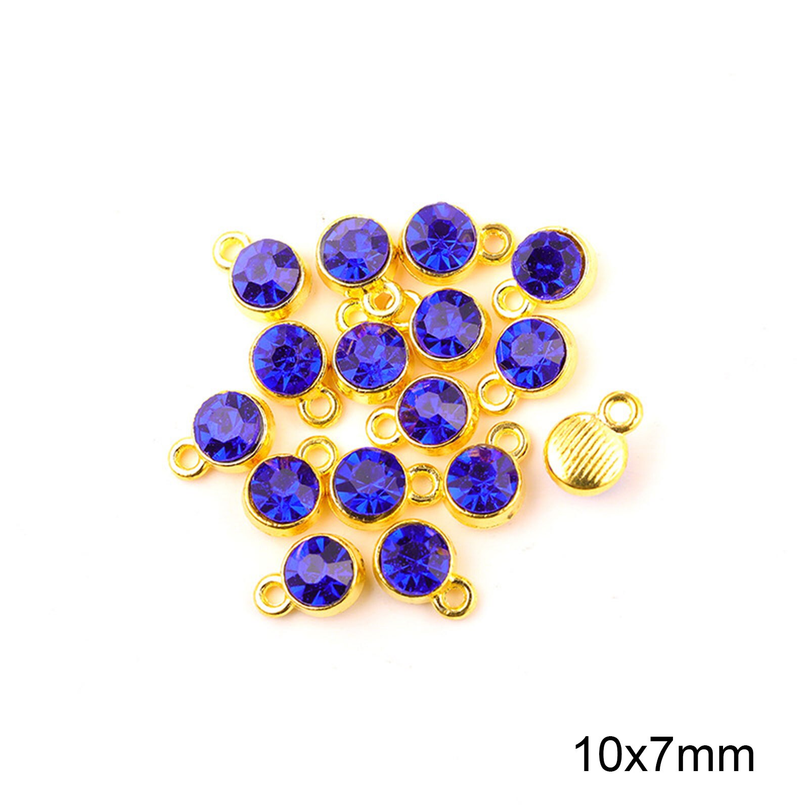 Doreen Box Charms in lega di zinco e vetro Birthstone rotondi placcati in oro viola 10mm x 7mm, 20 pezzi: 11
