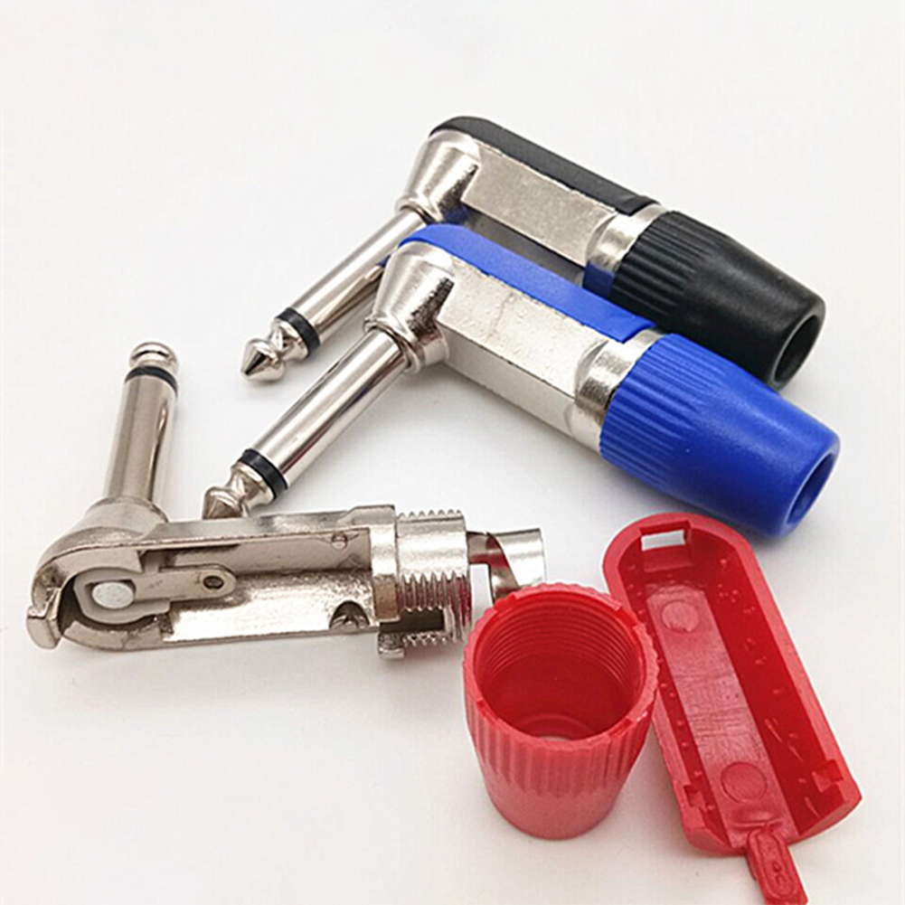 Conector Jack de 6,35mm para altavoz y micrófono, adaptador de Audio para guitarra de ángulo recto de 1/4 pulgadas, 6,35 Mono, 1 ud.