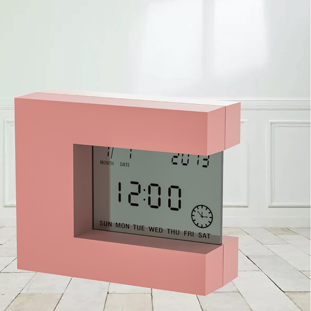 Digital Desk Calendar Alarm clock with Indoor Thermometer &amp; Countdown Timer Electronic Square Bedside Watch Modern