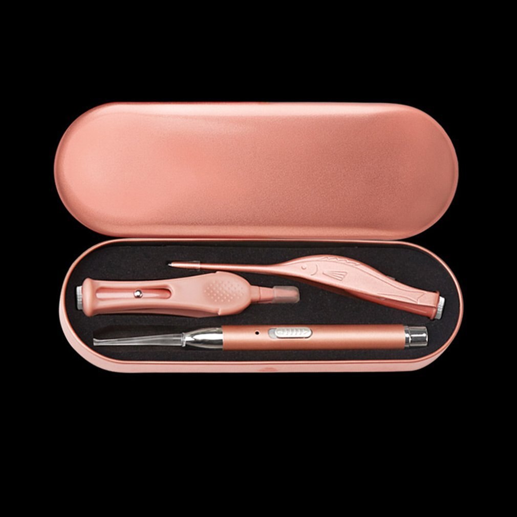 Kit de extracción de cera de los oídos con luz LED, juego de orejeras para niños, cuchara de cerumen, excavadora y pinzas, herramienta de cuidado de oído Visible, accesorios