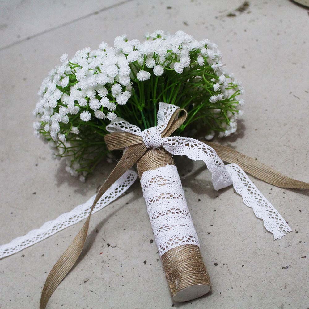 Echt Fotos Künstliche Weiß Kleine Blume Hochzeit Strauß SchöNe Hochzeit Zubehör Blumenstrauß Mariage