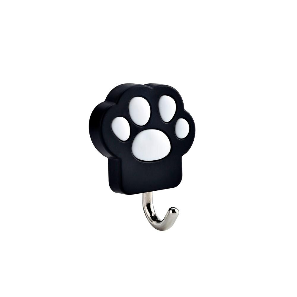 Katt-pad form galgar nyckelhållare vägg krok klädhängare handdukshållare hem arrangör väggdekoration: Svart