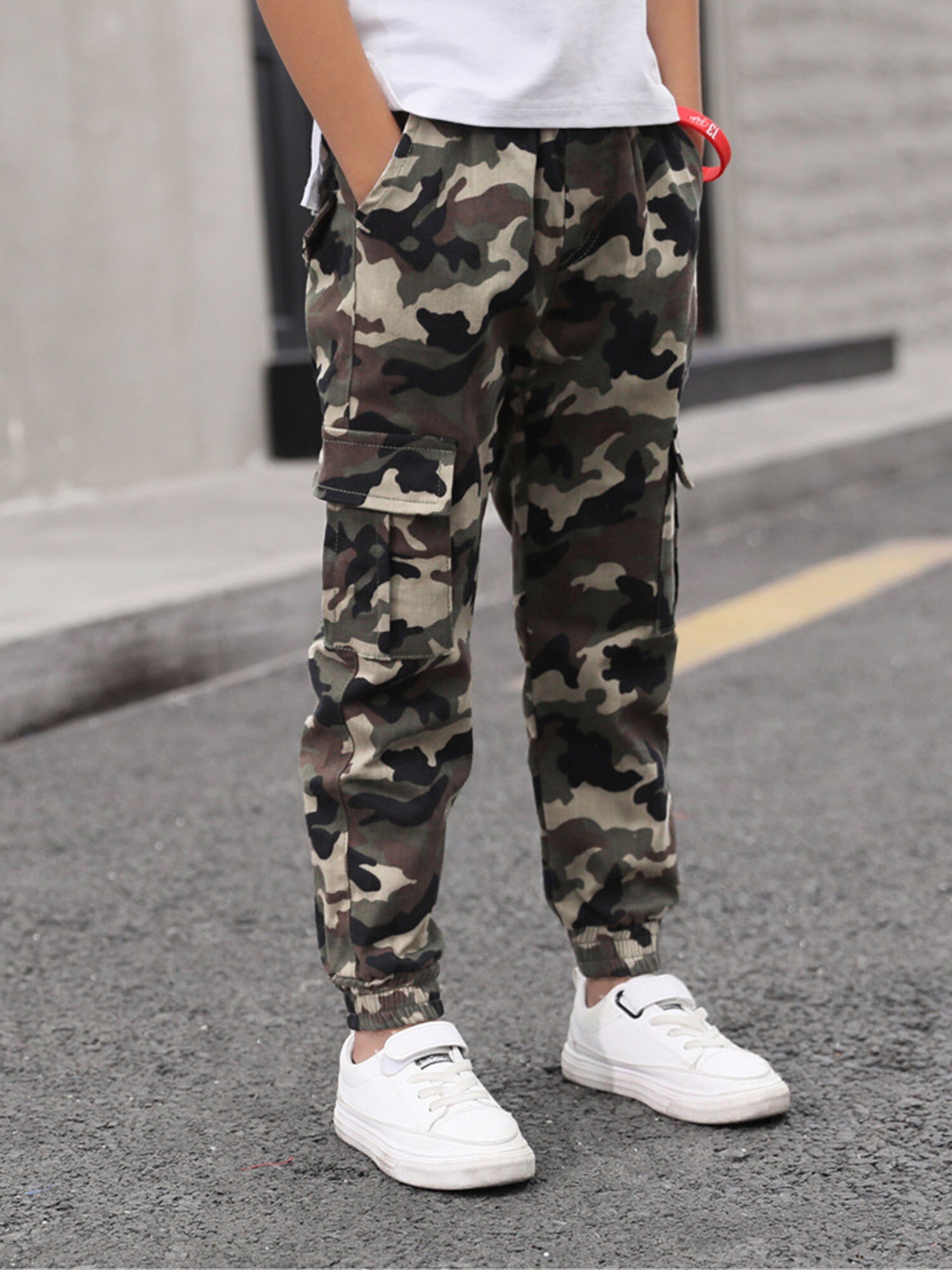 Children Boys Camouflage Pants Casual Cargo Pants Kids Cotton Trousers Elastic Waistband Sport Pants Teenage Boys Sweatpants