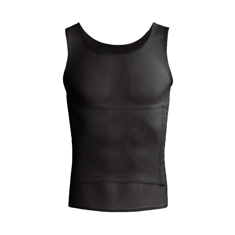 Men's Abdomen, Chest And Back, Lightweight Mesh Breathable Body Shaping Vest: BLACK / XXXL