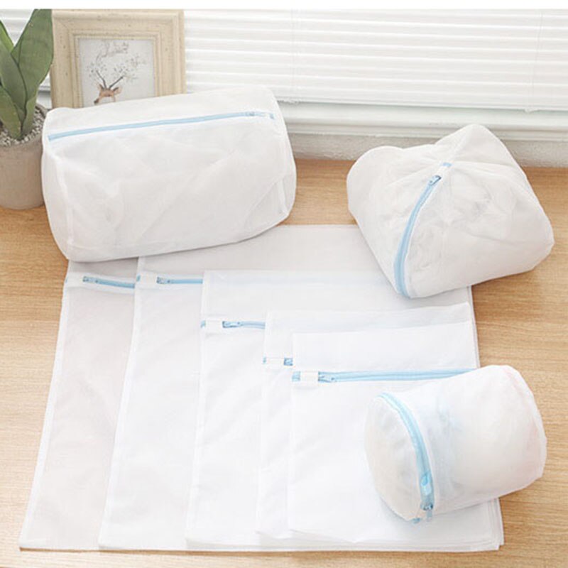Mesh Laundry Bags Fresh Blue Zippers Protecting Clothes Home Laundry Dirty Clothes Bra Underwear Washing Machine Bag