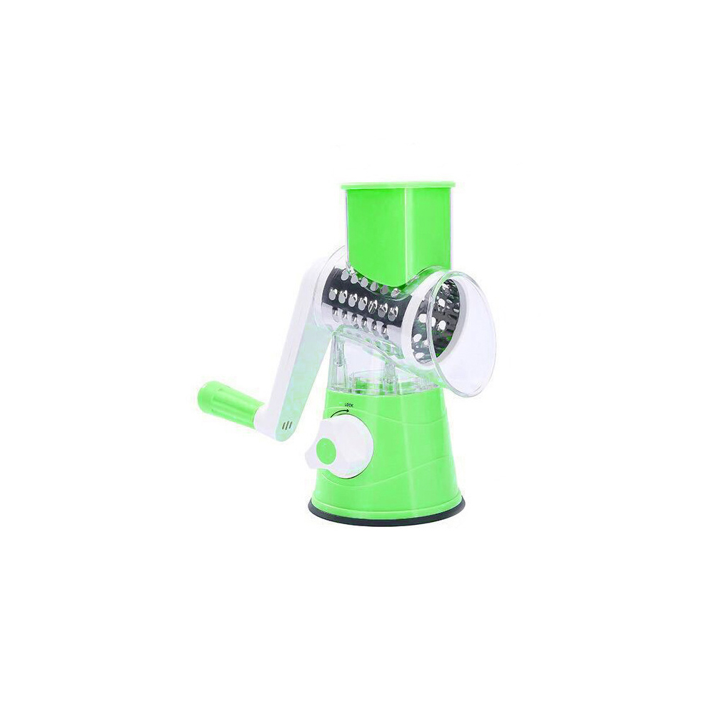 Manual Vegetable Cutter Round Slicer Potato Carrot Grater Slicer 3pcs Stainless Steel Chopper Blades Kitchen Tool: green