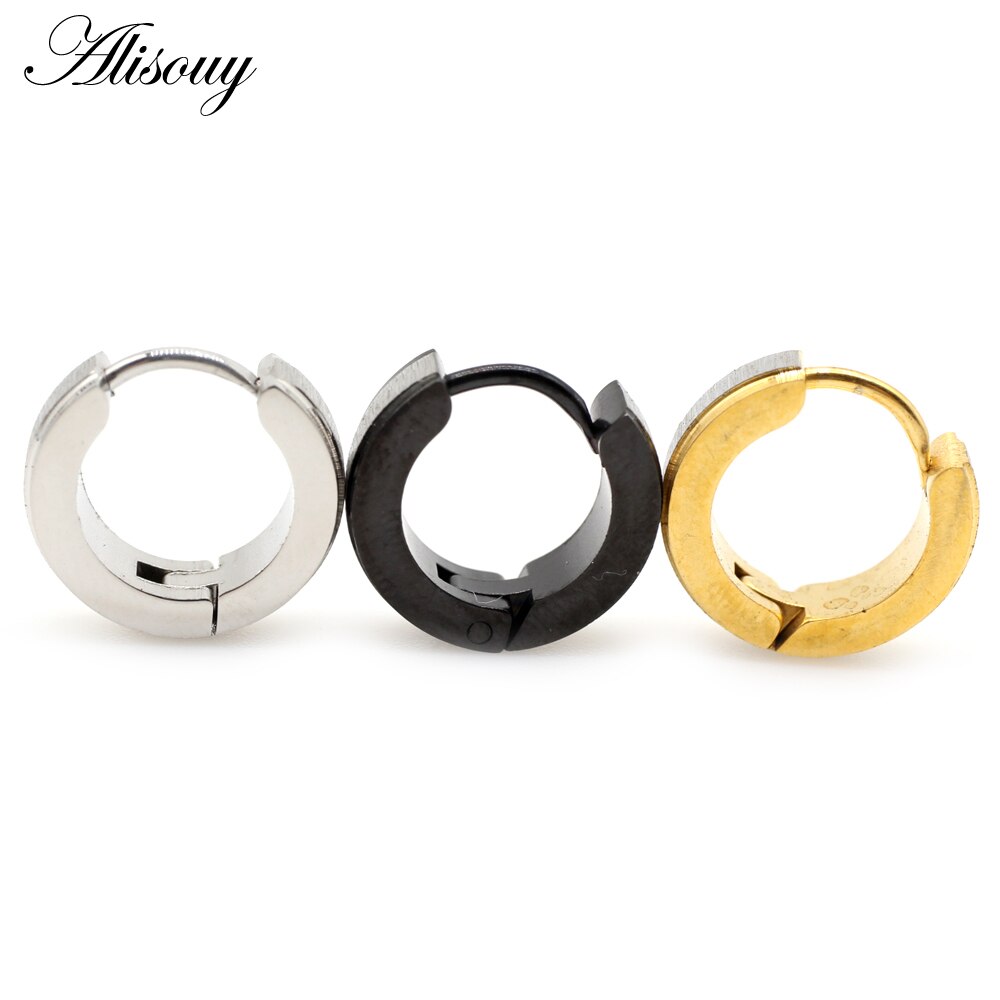 Alisouy 2 Stuks Borstel Kleine Huggies Hoop Earring Voor Vrouwen Meisjes Rock Punk Rvs Oorbellen Voor Mannen Mannelijke Unisex accessoires