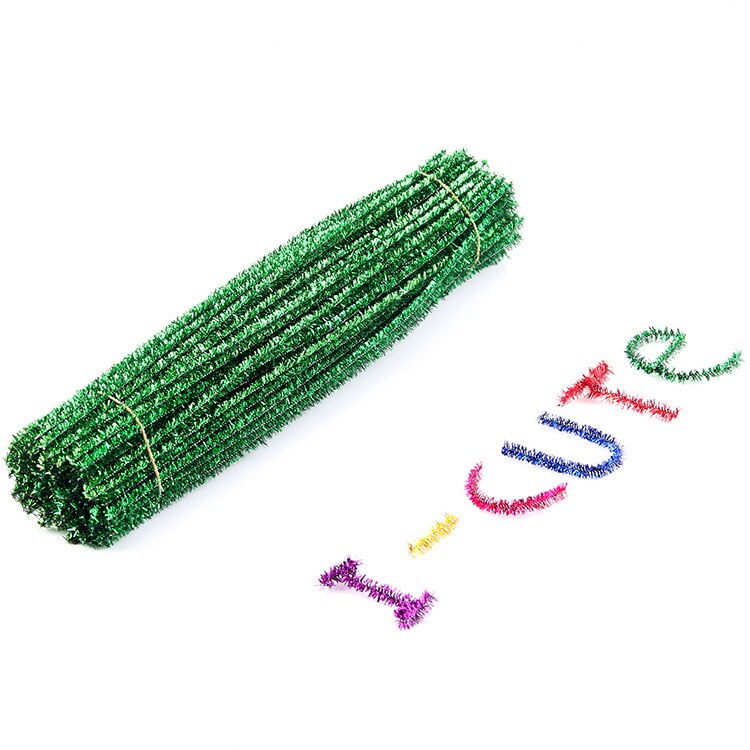 100pcs 30cm Glitter Chenille Stems Pipe Cleaners Arts DIY Craft Supplies Christmas Birthday Decorations Home Party Accessories