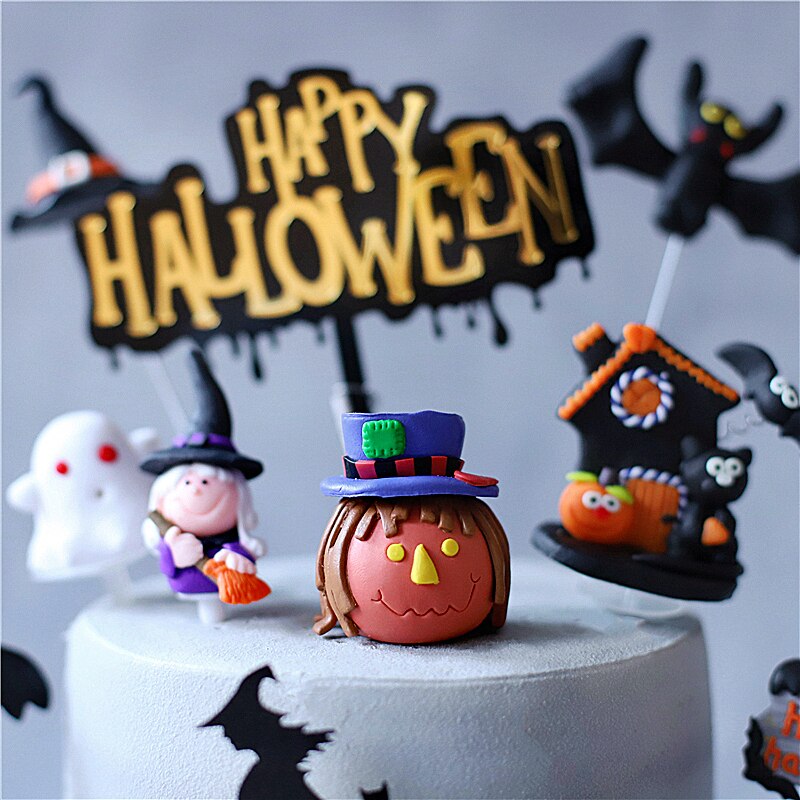 Akryyli onnellinen halloween savi lepakko haamu kurpitsa kakku päällystys temppu tai herkku juhlatarvikkeet jälkiruoan koristelu