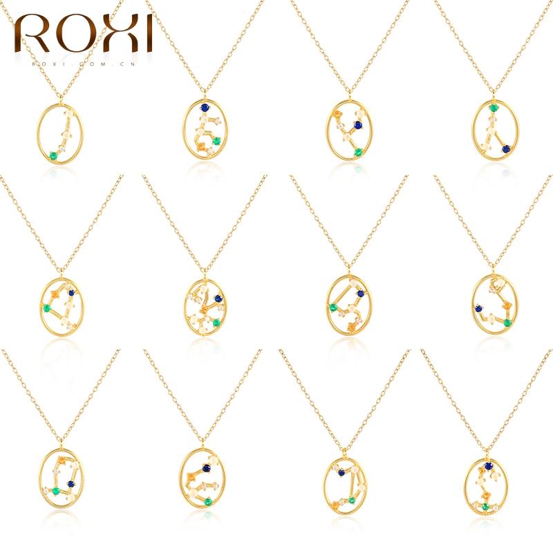 ROXI 12 costellazioni pendenti collane per donna argento Sterling 925 pendenti con collane in oro gioielli da donna a catena lunga girocollo