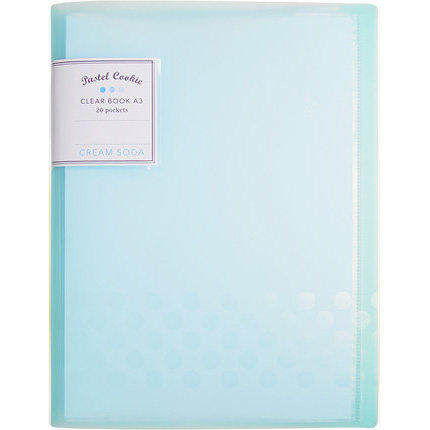 Suministros de oficina fuerte Clip A3 doblar papel de prueba organizador de documentos transparente Multi-Insertar carpeta de archivos libro de colección de dibujo: Azul cielo