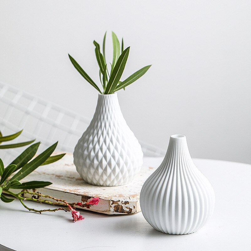 Florero de cerámica blanco con formas geométricas mate, recipiente hidropónico para plantas, decoración del hogar y jardín, 1 unidad