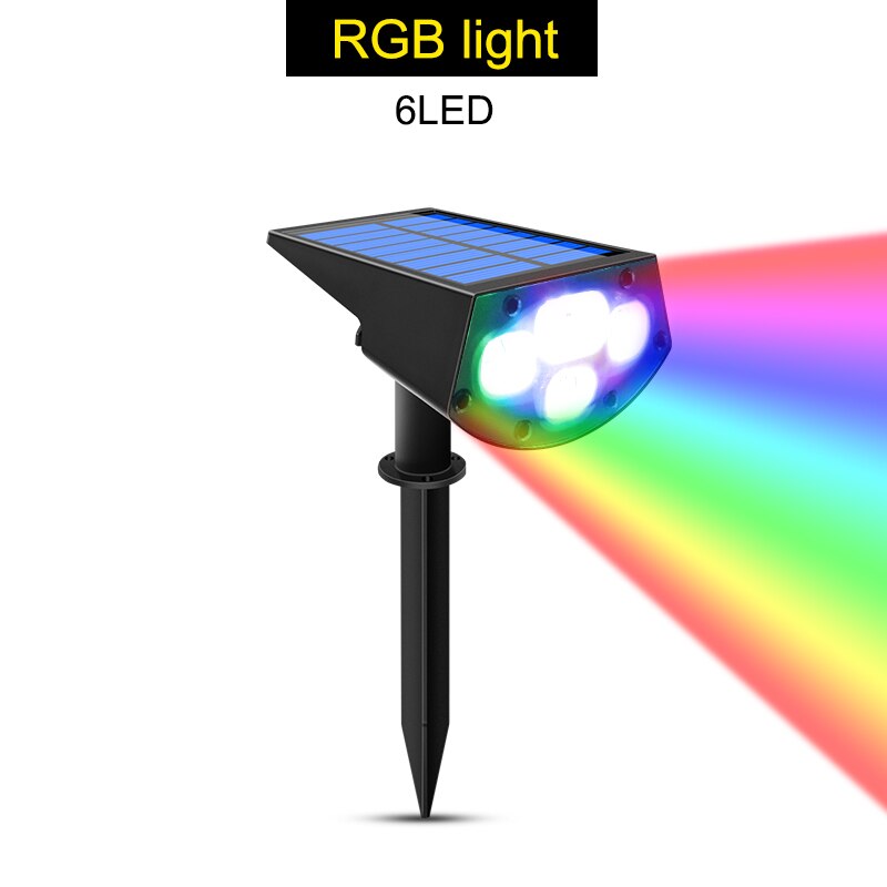 2in1 Solar Spotlights Outdoor Solar Landscape Lights Waterproof Adjustable Wall Lamp for Patio Pathway Yard Garden Driveway Pool: RGB / 1pcs