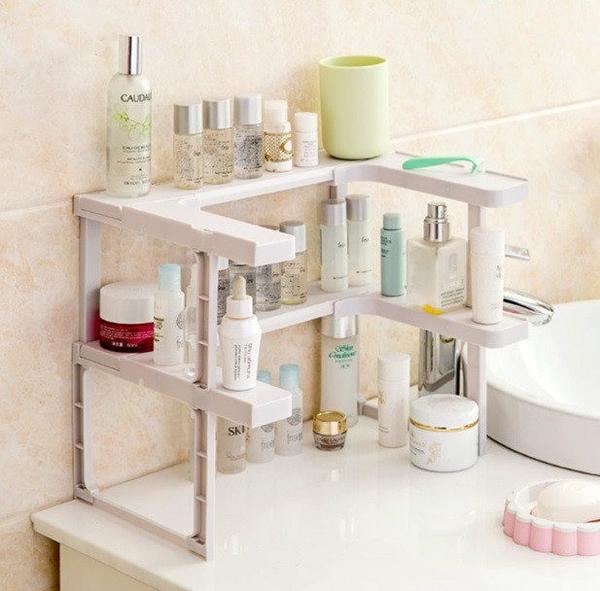 2 Layers Kitchen Cabinet Cupboard Organizer Adjustable Kitchen Storage Shelf Spice Rack Countertop Organizer Cabinet Tool