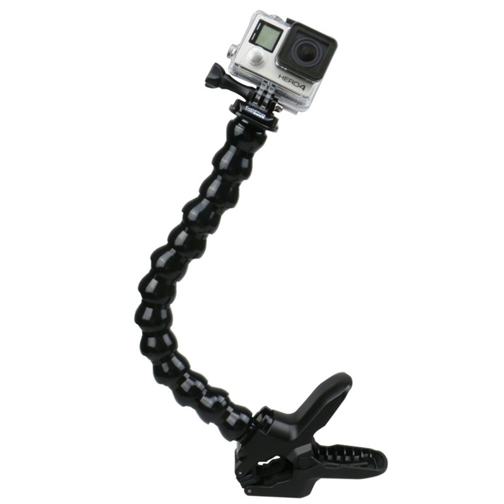 Svanehals arm hals stativmontering justerbar fleksibel klemme klip til gopro hero 7 6 5 sort kamera tilbehør