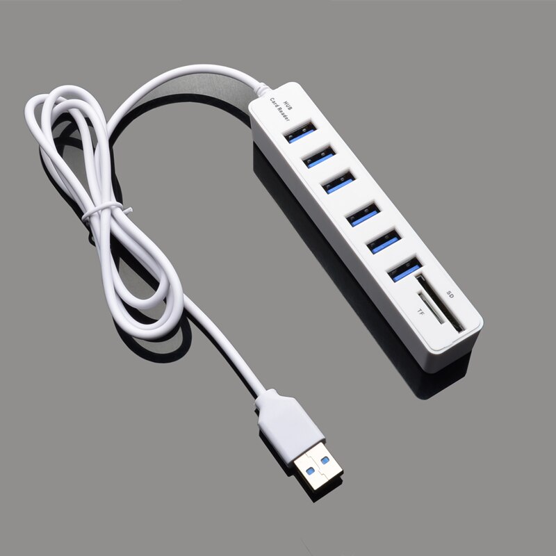 USB Hub 8 Port Expander Adapter Multi USB Splitter Portable HUB High Speed 8 in1 2.0 Hab TF SD Card Reader All In One For PC
