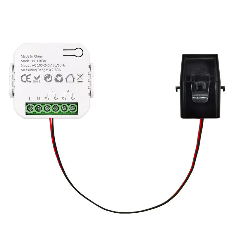 Tuya Smart Life WiFi Energiemonitor Bidirectioneel 1/2 Kanaal met Klem App Monitor Zonne-energie Geproduceerd en Verbruikt Vermogen AC110V 240V: Bundle1
