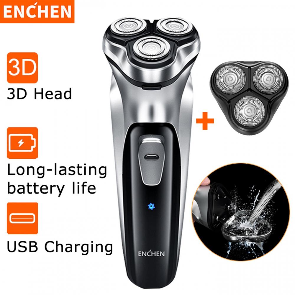 Xiaomi Enchen BlackStone-Afeitadora eléctrica 3D para hombre, afeitadora facial lavable con 3 cuchillas, máquina de corte de barba recargable por USB: Add One Blade Head