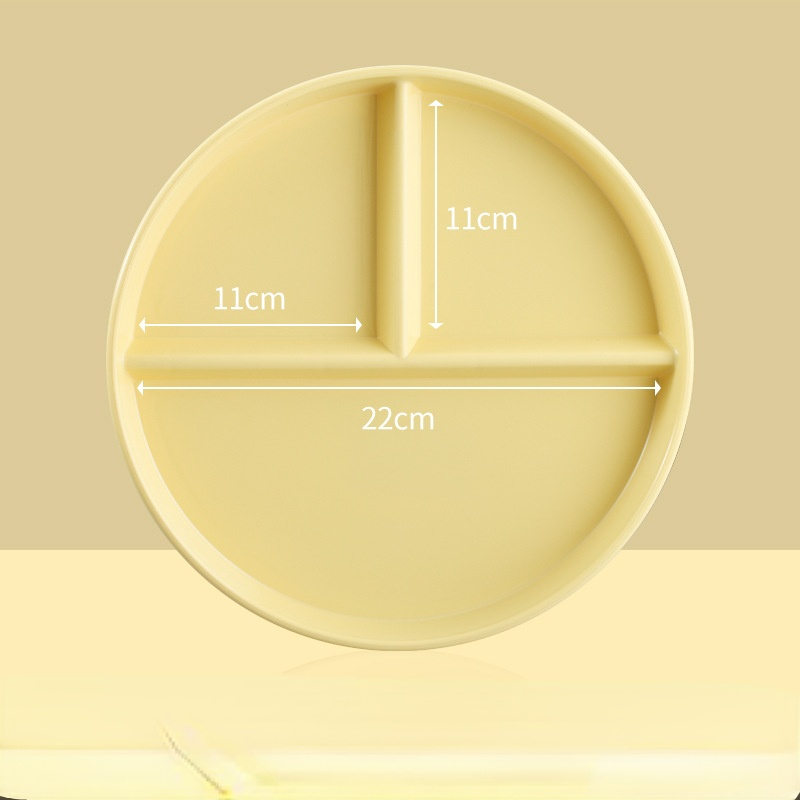 Compartment Plate For Food Round Plastic Dinner Plates Dinnerware Dining Plate Serving Dishes Cake Salad Kitchen Plates: small yellow