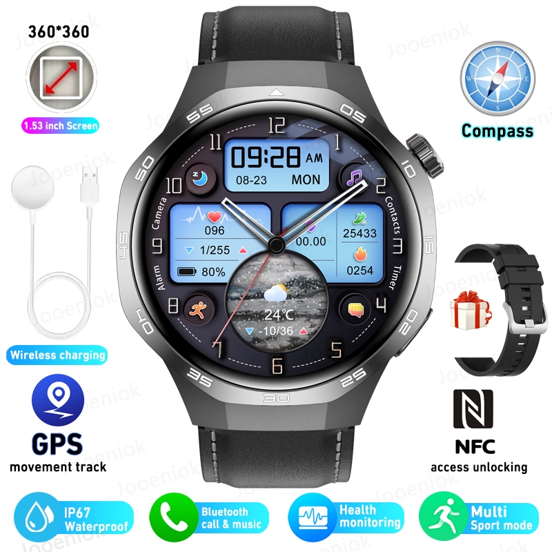 Nowy inteligentny zegarek GPS dla mężczyzn Huawei GT5 zawodowiec szafir HD Ekran tętna BluetoothCall NFC IP68 Wodoodporny zdrowy Smartwatch: żółty