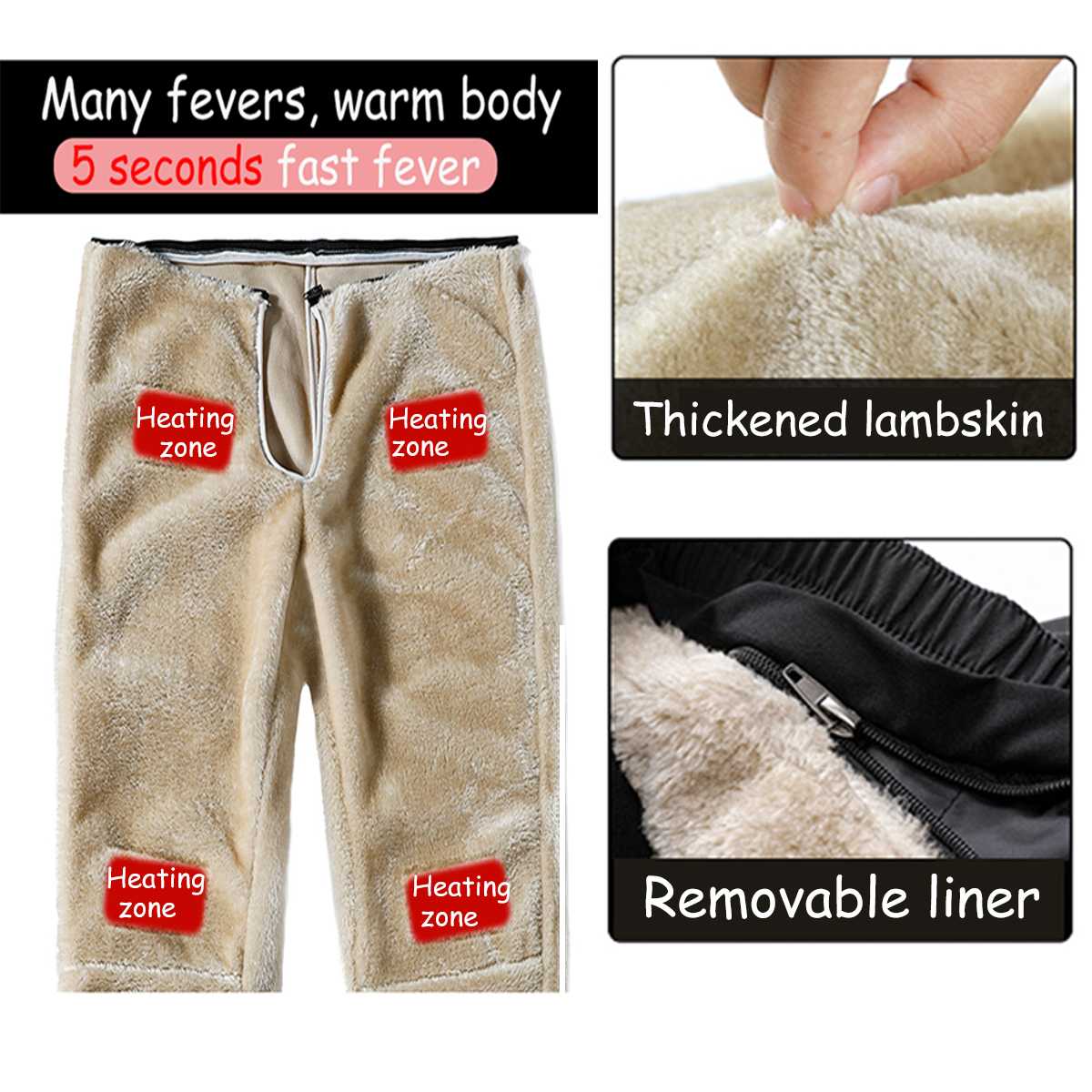 Men And Women USB Electric Heating Winter Plus Velvet Warm Knee Trousers Pants