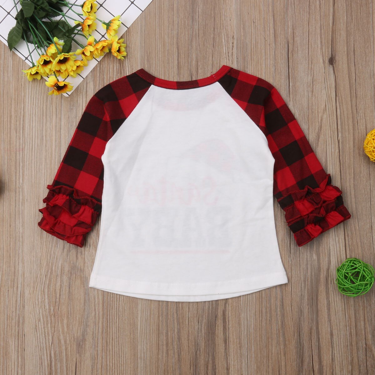 Merk kerst baby meisjes jongens sweatshirt tops letter santa baby xms hoed print geruite patchwork trui tops