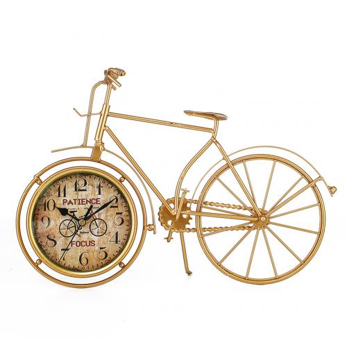 Vintage Retro Bicycle Shape Table Alarm Clock Home Decor Table Clock Cool Alarm Clock Works Of Art Table Decor: Golden