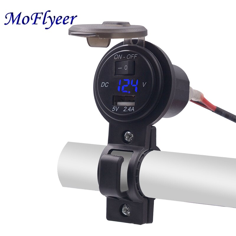 Moflyeer 5V 2.1A/1A Dual Usb Autolader Led Display Universele Telefoon Sigarettenaansteker Adapter Digitale Voltmeter 12-24V