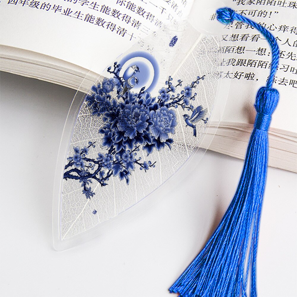 Creatieve Chinese Stijl Bladwijzer Met Kwastjes Mooie Blauw En Wit Porselein Bladader Voor Vriend Student Schoolbenodigdheden: No.13