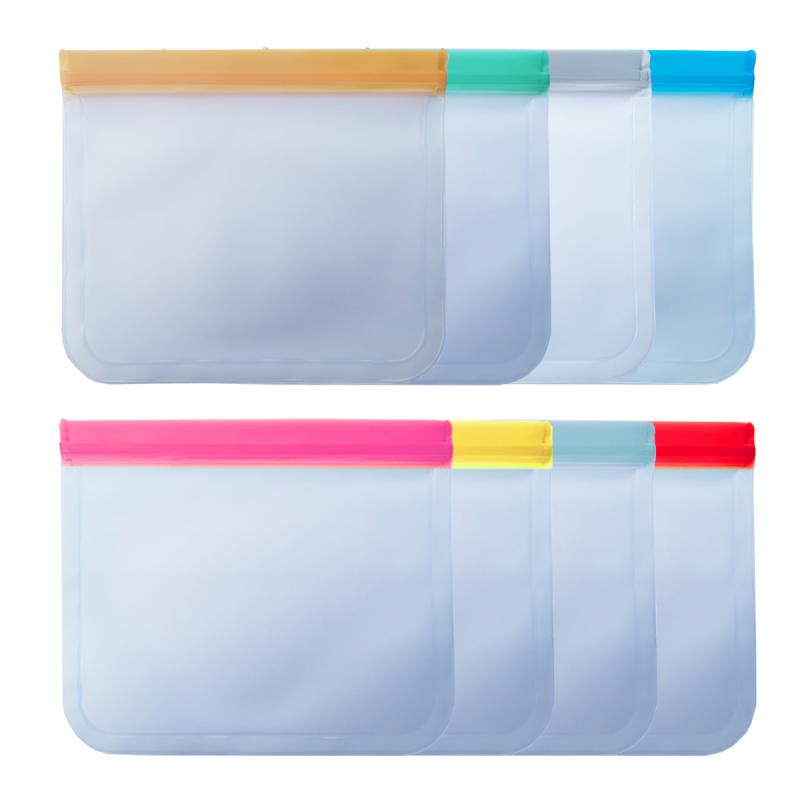 Reusable Food Storage Bag Kitchen Silicone PEVA Fresh Bag Ziplock Pouch Refrigerator Fresh Bags Zero Waste Fruit Organizer