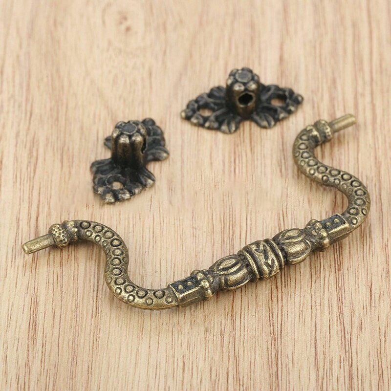 2 stuks boogdeurkast handgrepen knoppen antieke bronzen vintage kledingkast + schroeven voor vintage sieradenkist