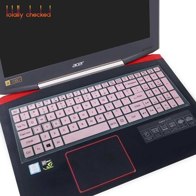 Laptop keyboard cover hudbeskytter til acer predator helios 300 ph315-52 vx15 an515-42 an515-51 an515-52 an515 15.6 inch: Lyserød