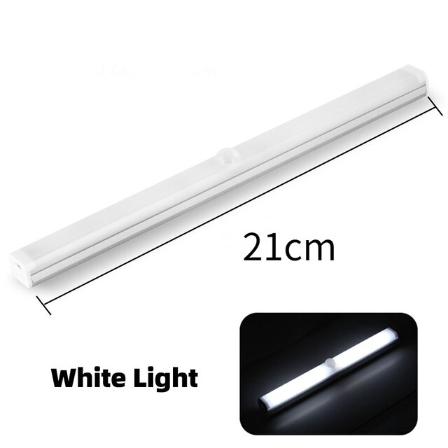 Led Kast Licht Keuken Wireless Usb Oplaadbare Motion Sensor Nachtlampje Slaapkamer Kledingkast Licht Lade Trap Backlight: white 21cm