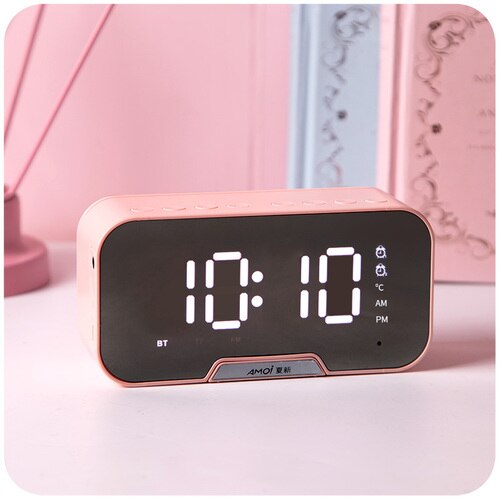 Digital Alarm Clock Radio with Bluetooth Speaker Alarm Clock Digital Wecker Digital Sleep Led Backlight Led Monitor LED HH50NZ: pink
