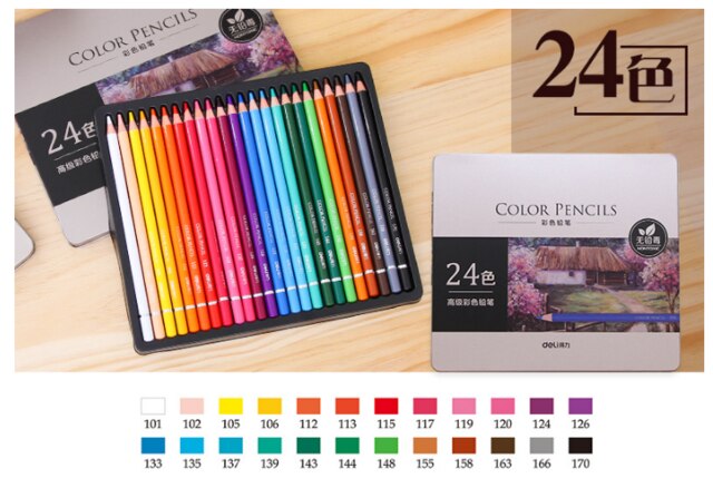 24 Color Sketch Pen Set Senior Oily Colored Pencil Art Set Children Drawing Comic Supplies Student School Office Stationery DIY: Default Title