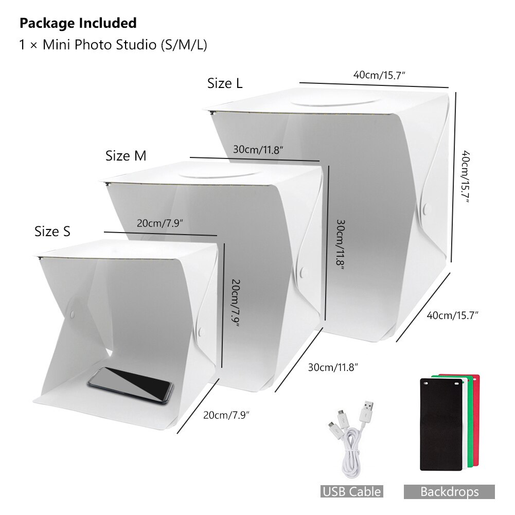 Mini Faltbare Foto Schießen Fotografie leuchtkasten 40x40x40 utton Tragbare Foto Studio Licht Kasten 2 LED Tafeln 6 farbe Kulissen