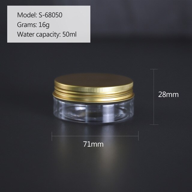 50ml/100ml/150ml/200ml/300ml Plastic Jar With Lid Screw Iron Transparent Container Empty Cosmetic Cream Powder Jar Vanity Box: 50ML