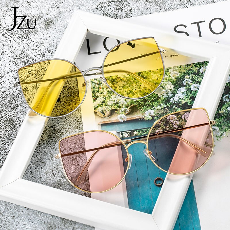 Grote metalen cat eye dameszonnebril met groot frame - verkoop van veelkleurige dameszonnebrillen retro