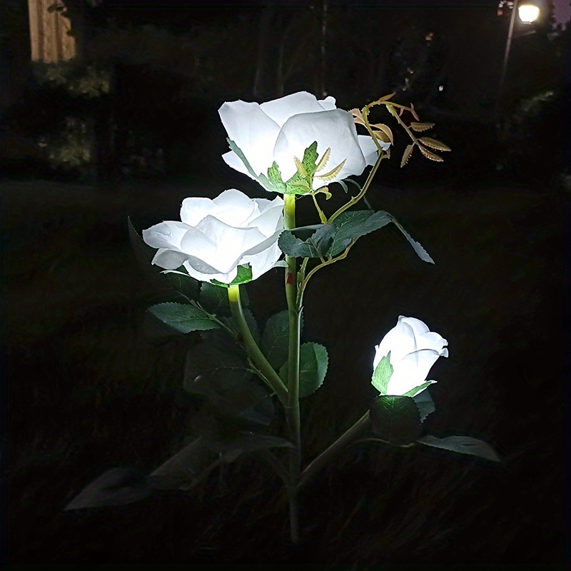 Luz Solar de rosa para jardín, LED realista, flor de rosa, decoración de cementerio, luz de estaca, jardín, patio, tumba, decorativa, resistente al agua: Sea Blue