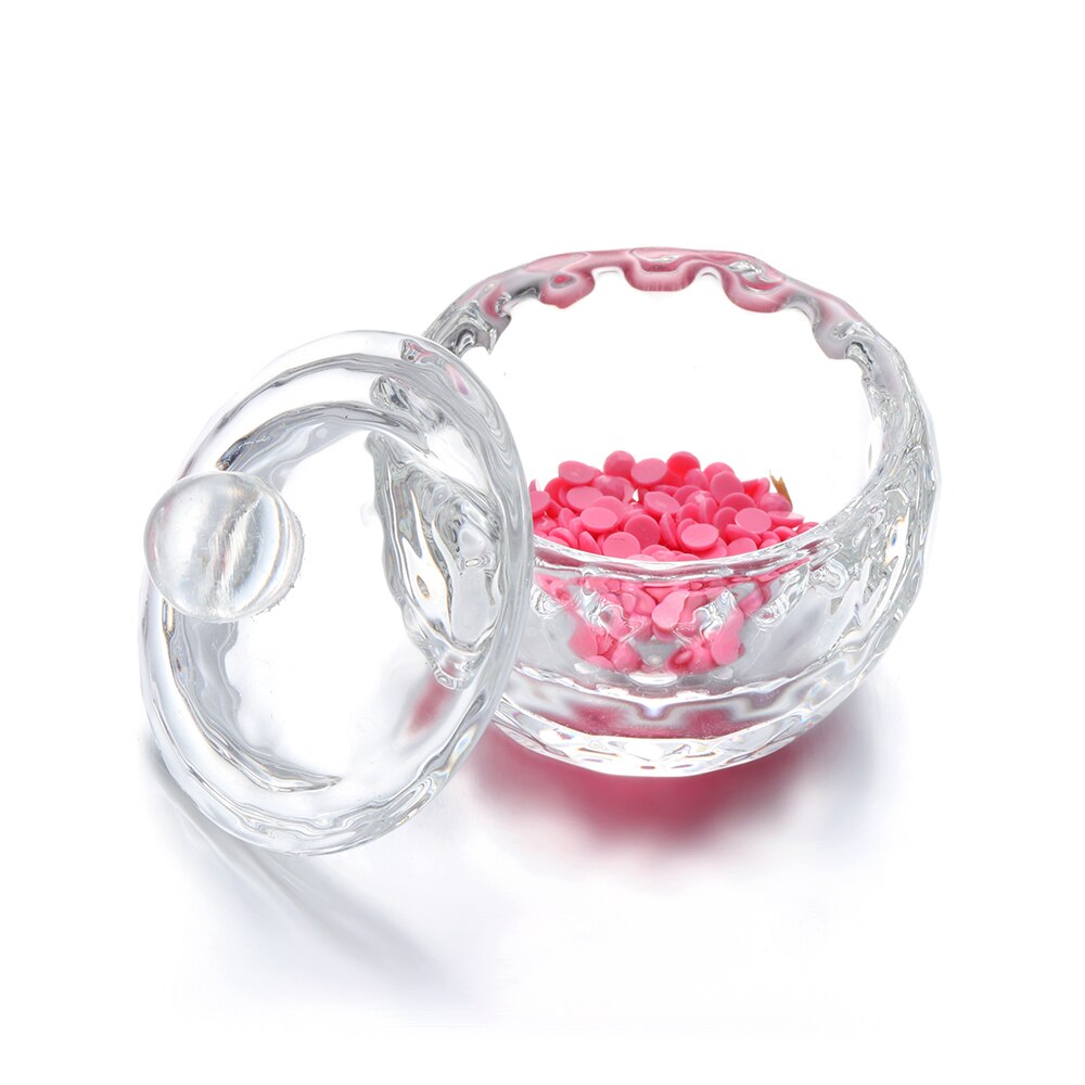 1pc acrylpoeder vloeibaar kristal glas dappendish deksel kom bekerhouder diy manicure apparatuur vrouwen nagelkunst decoratie gereedschap