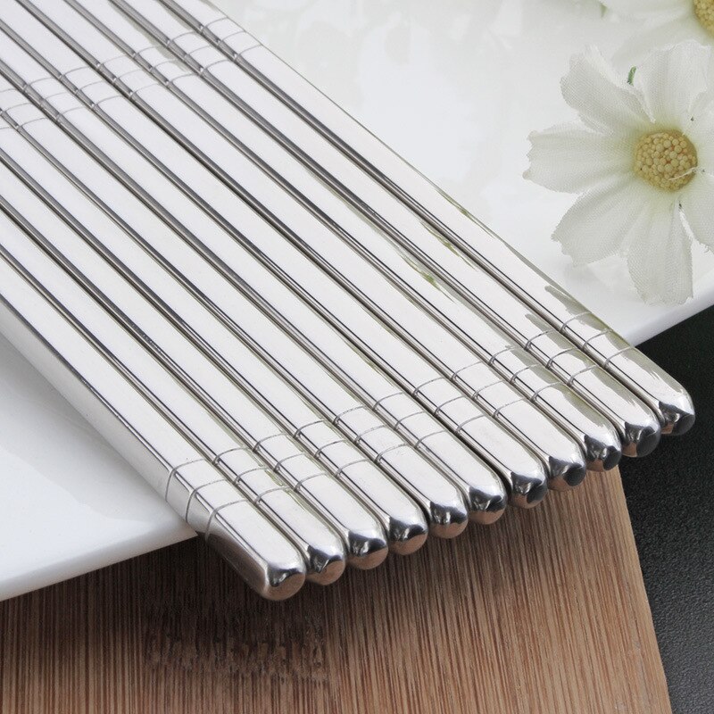 5 Pairs/Set Chinese Metal Chopsticks Non-slip Stainless Steel Chop Sticks Set Reusable Food Sticks Sushi Hashi Baguette palillos