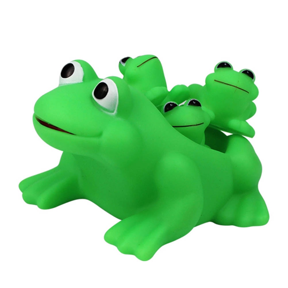 Jouet de bain flottant pour bébé, 4 pièces/lot, grenouille, eau de bain, son de pression, couinant: Default Title