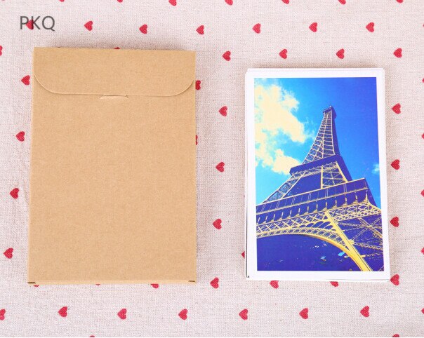 50pcs Blank Kraft Paper Envelope Packaging Box For Postcard Photo Box Greeting Card Packing Cardboard Box 15.5*10.8*1.5cm