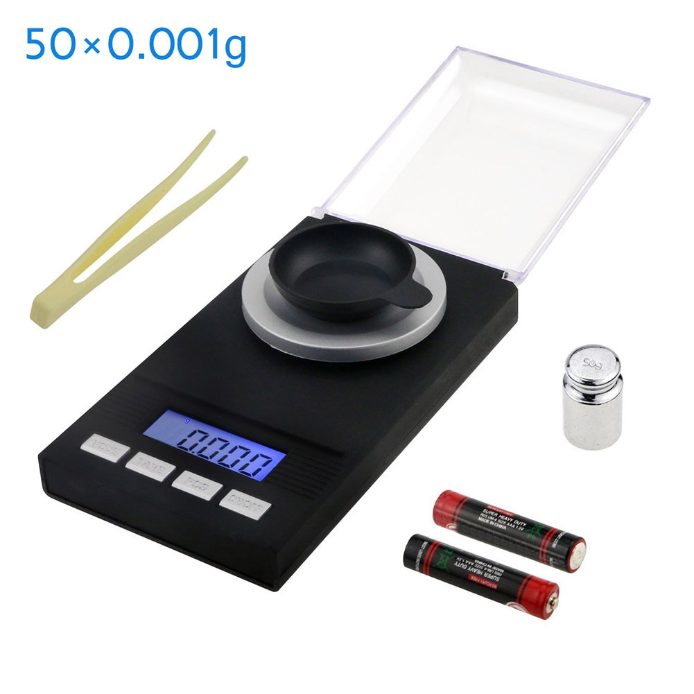 50g/0.001g Electronic Digital Milligram Scale Lab Scale Smart Electronic Balance Gram Carat Grain Reload Jewelry Millig --M25