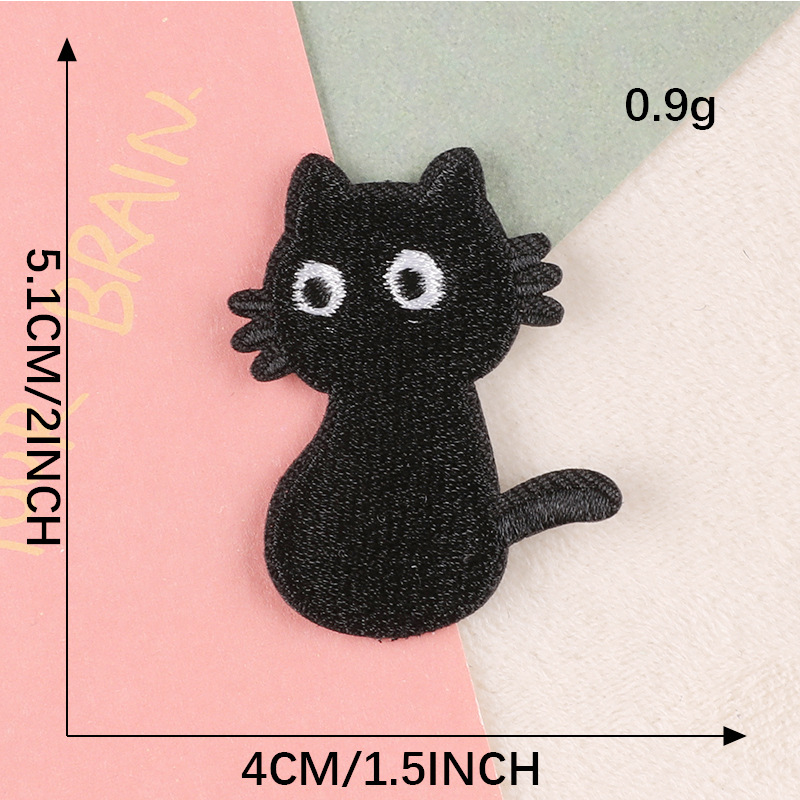 Parches bordados Para Ropa gatos lindos negro hierro en niños coser Parches Para Ropa Infantil Naszywki chaqueta Bordado Mochila Diy: Láser brillante